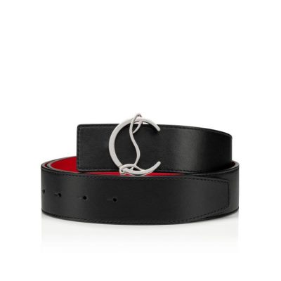 Cinturones Cl Logo Christian Louboutin Hombre - Negros/Rojos/Plateados - 1210543BK01